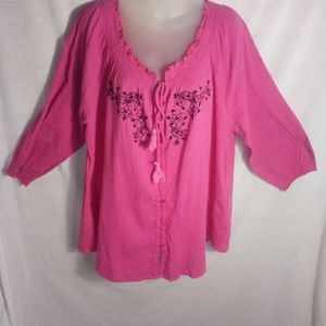 CATO PINK FLORAL BOHO STYLE TOP SIZE 22/24